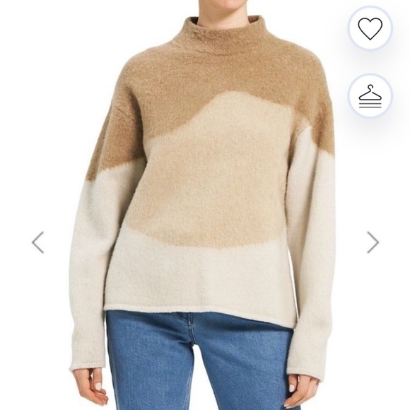 NWT Theory Tricolor Brushed Intarsia Sweater P - Picture 1 of 8
